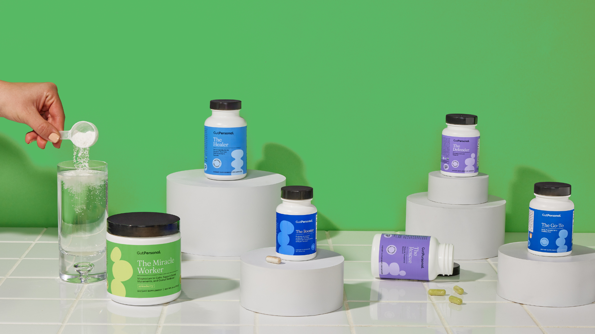 gutpersonal supplements with green background