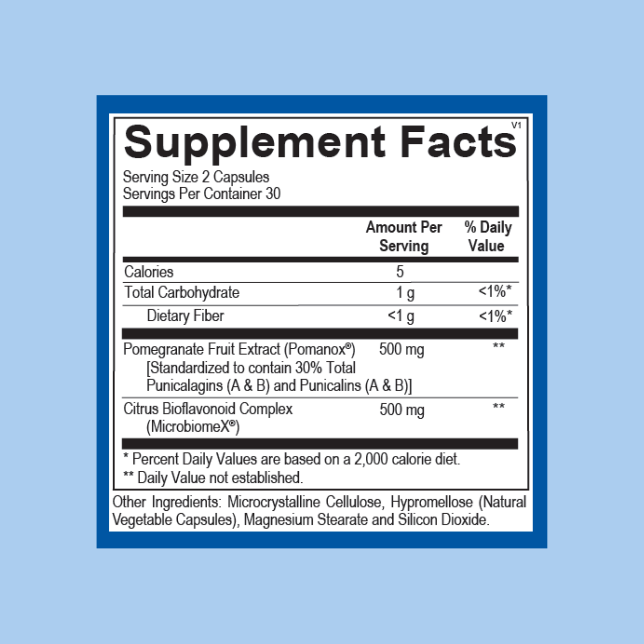 image of the supplement facts of the prebiotic