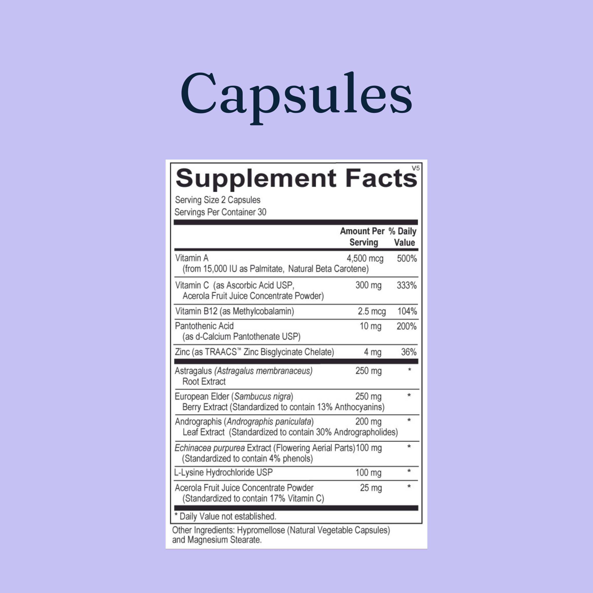 image of the supplement facts list of rhe defender capsules by gutpersonal