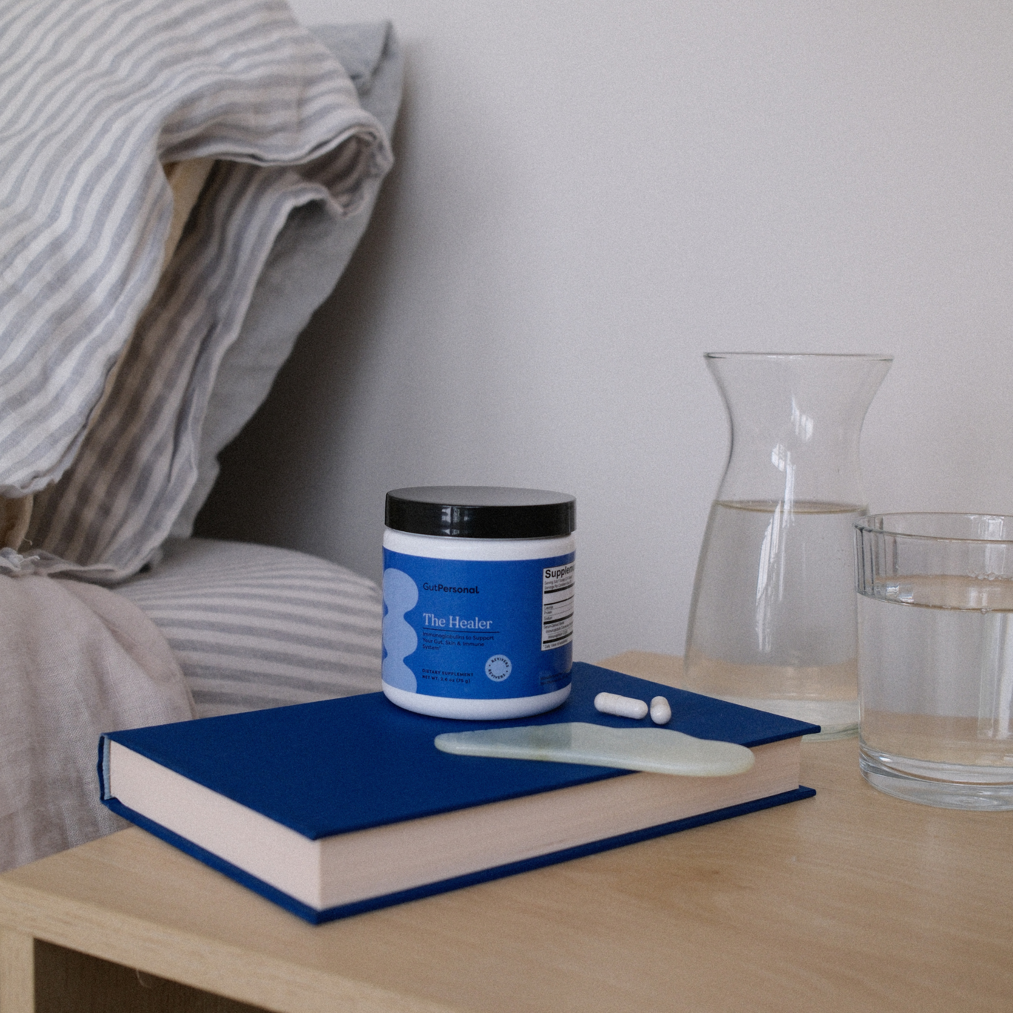 dairy-free colostrum canister on table