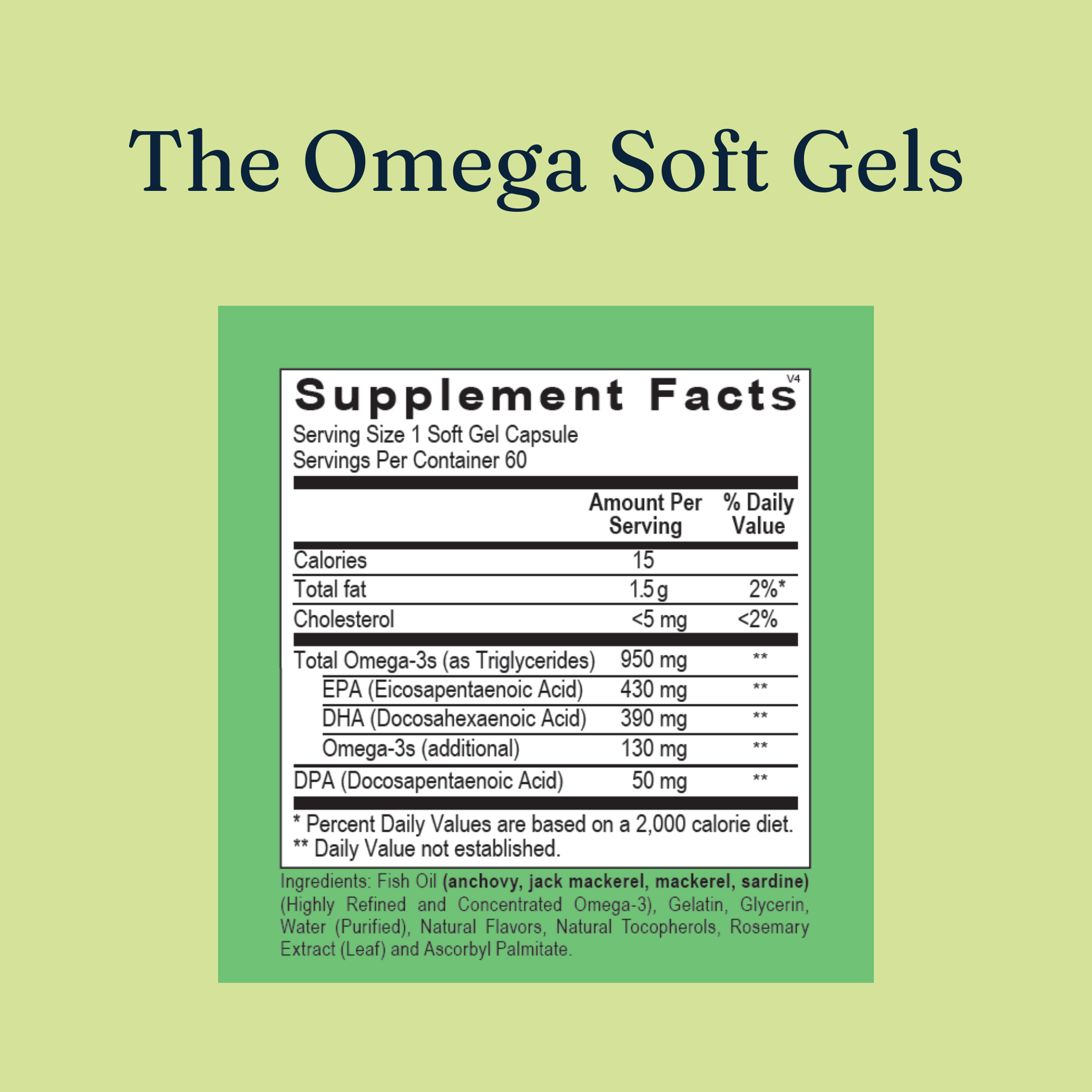 image of the list of supplement facts of the omega gels by gutpersonal